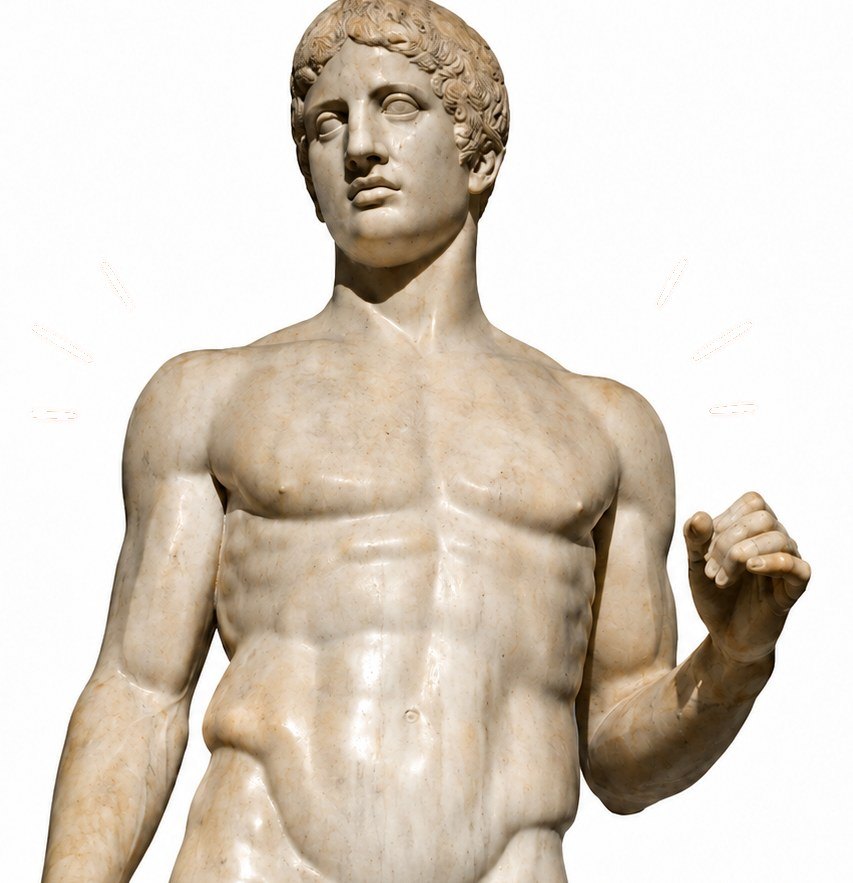 Classical Greek marble statue of a lean, proportioned male athlete